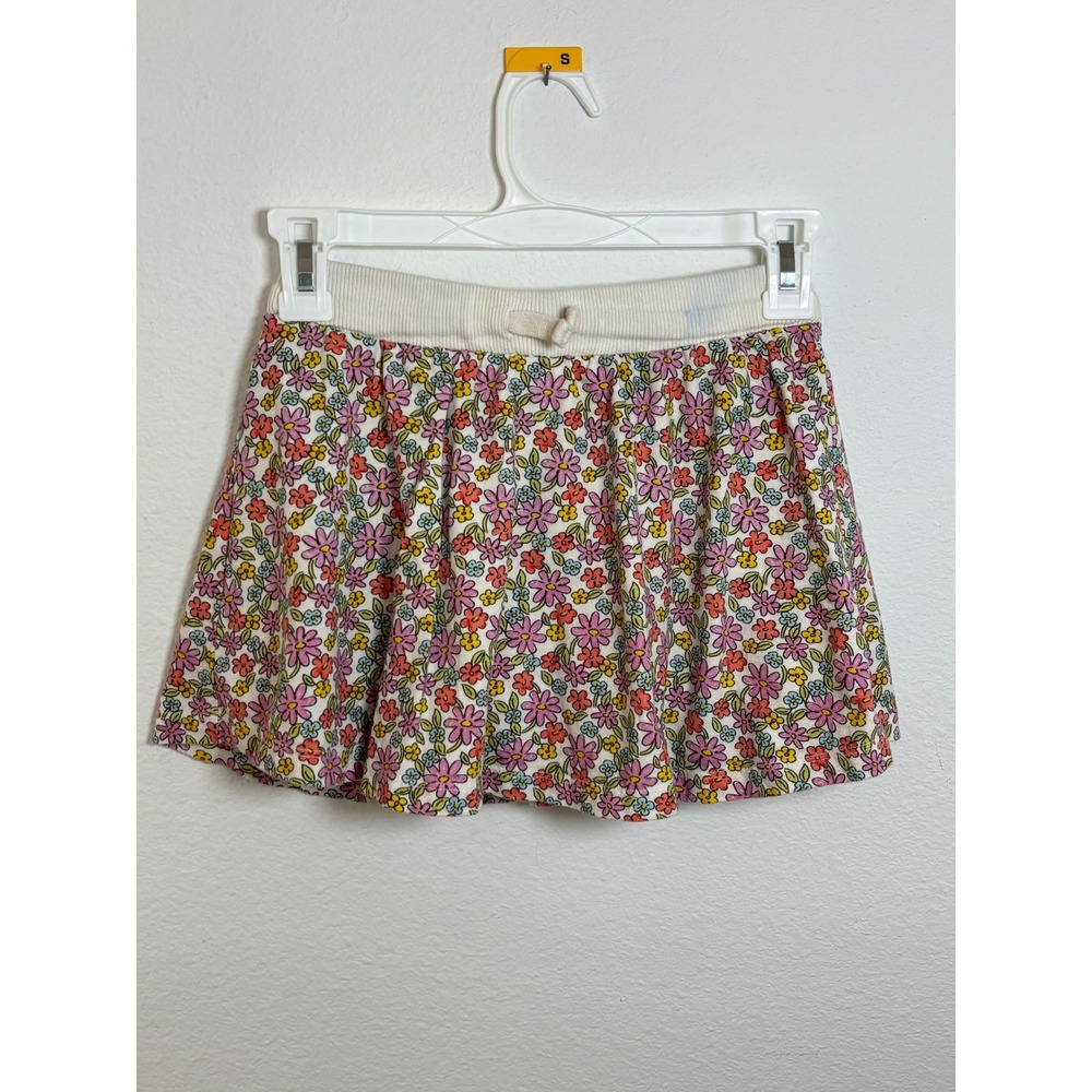 Old Navy Girls Floral Skort Size M 8 Pink Yellow Blue Ribbed Waistband
